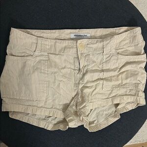 Abercrombie & Fitch Women's Beige Striped High Waist Shorts